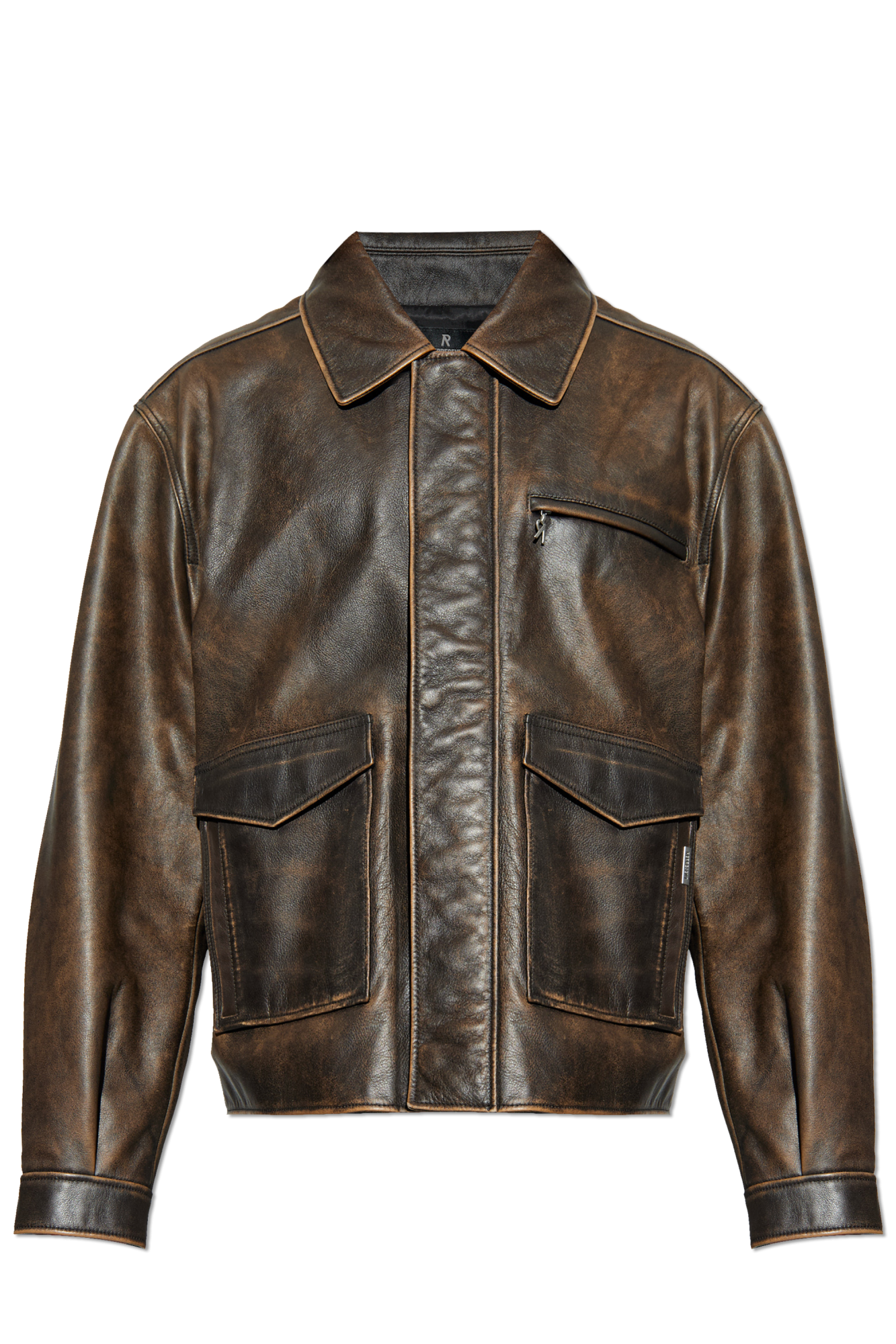 épine leather jacket （ damage brown ） leather jacket